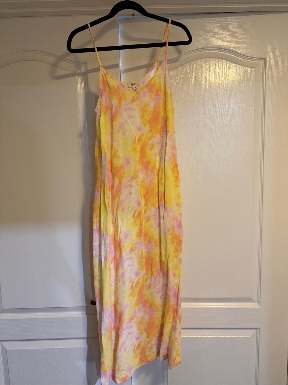 Style & Co. medium Yellow and Pink Tie-Dye Maxi Slip Dress